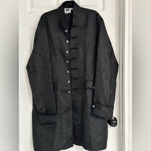 Elegant Black Textured Trench Coat